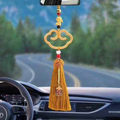 Car hanging Car Hanging Ornament, Car Interior - peaceful-and-wishful-car-lock-pendant-earthy-yellow