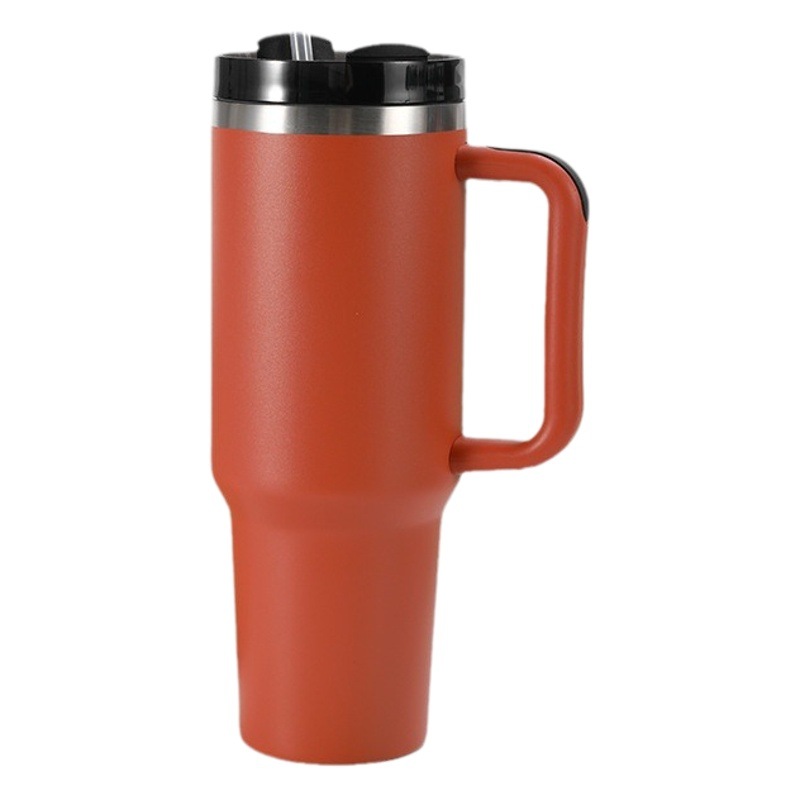 Amazon Segunda Generación 40Oz Coche Taza de doble capa de vacío con mango de paja Taza de coche portátil de acero inoxidable taza de vacío