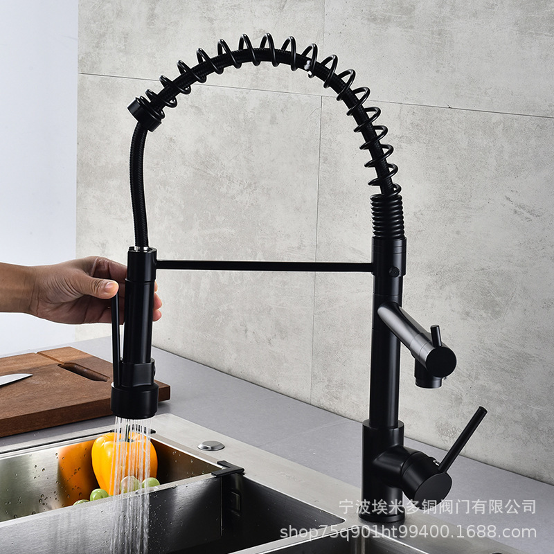 Factory direct dual-use 360-degree rotating hot and cold kitchen matte black faucet