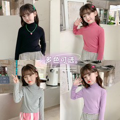 2023 New Autumn and Winter Knitted High Neck Long Sleeve Underwear for Children Girls' Thermal Top Wholesale 