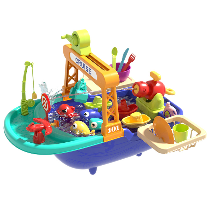 Juego transfronterizo de juguetes de agua para niños 2026 parque acuático divertido piscina de pesca pistola de agua lavavajillas juguetes de agua para niños