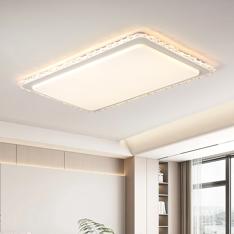 Luz de sala de estar simple crema luz lujosa lámpara de techo rectangular 2025 nuevo paquete de lámparas de casa de Guangdong Zhongshan