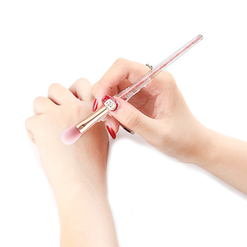 Manufacturer wholesale beauty tools pink oblique eyeshadow brush makeup brush transparent long rod single portable makeup brush