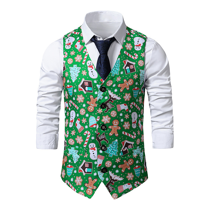 2024 Cross-border Foreign Trade New Christmas Vest New Year Men's Christmas 3D Christmas Printed Vest