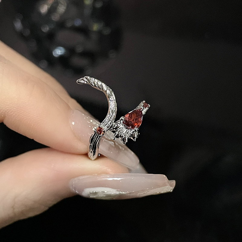 Retro Animal Copper Inlay Zircon Open Ring 1 Piece