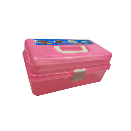 Factory-provided large three-layer transparent plastic foldable 671 color home storage manicure painting hardware art tools box