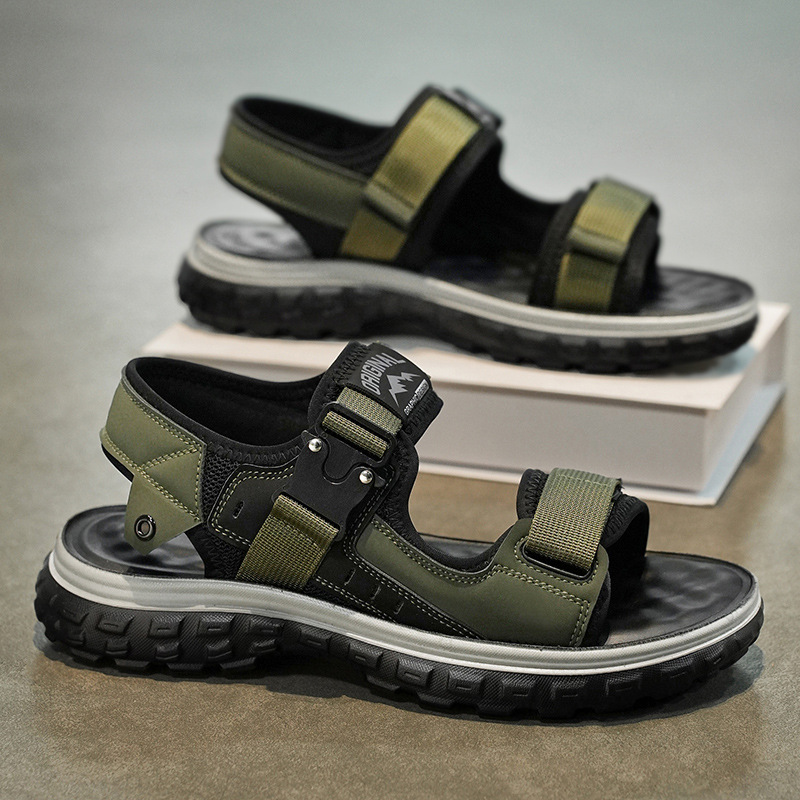 Sandalias romanas para hombres verano 2025 nuevo tipo de neumáticos antideslizantes con suela gruesa Velcro 2 - en - 1 sandálias de playa