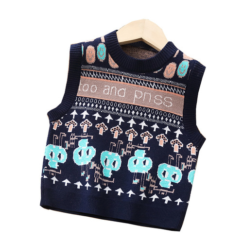 Children's Vest Sweater Knitted Vest Boys' Girls' Vest  Spring and Autumn New Outerwear Warm Waistcoat 