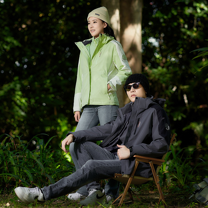 23 años de pareja vestir hombre 3 - en - 1 chaqueta desmontable mujer invierno impermeable a prueba de viento invierno invierno