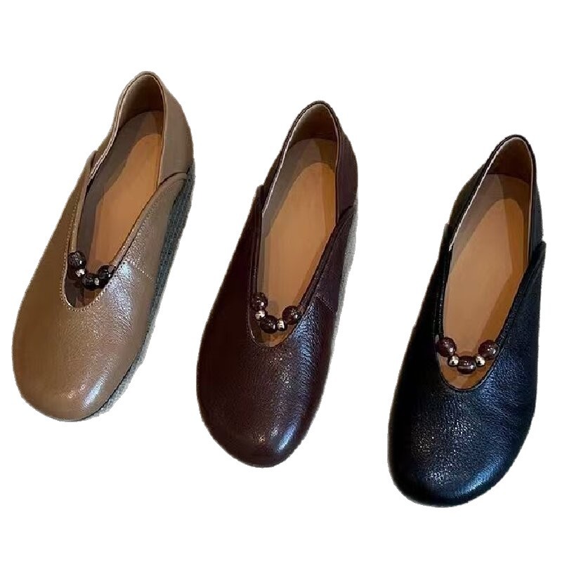 2026 dos zapatos de una sola mujer primavera y verano nuevos zapatos Mary Jane con suela plana de moda universal zapatos de beans con cuentas planas