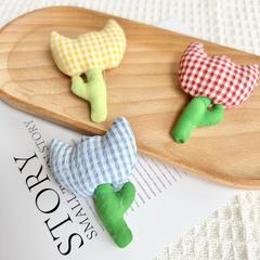 DIY Fabric Handmade Flower Accessory Grid Stereo Cotton Filling Accessories Hair Accessories Clothing Accessories Fine Grid Tulip