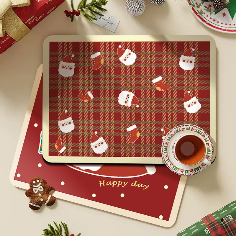 Cross-border Coffee Machine Drain Mat Household Kitchen Countertop Absorbent Mat Christmas Dining Table Mat Oil-proof and Hot-proof Tableware Mat