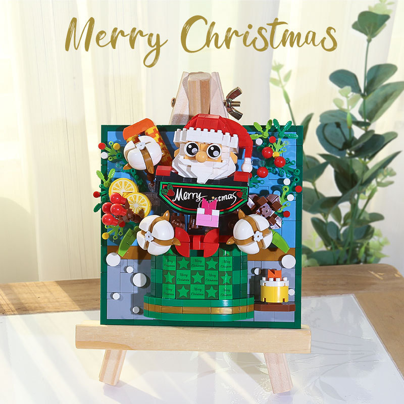 玫瑰百合立体画兼容乐高积木拼装益智小颗粒积木圣诞玩具礼物批发