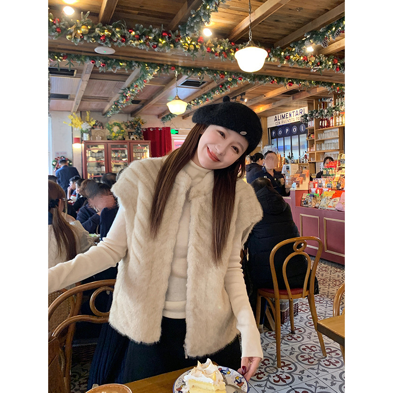 Paper Man Loose V Neck Teddy Velvet Sheep Shearling Eco-Friendly Fur Fur Integrated Lamb Fur Jacket Women's Autumn and Winter