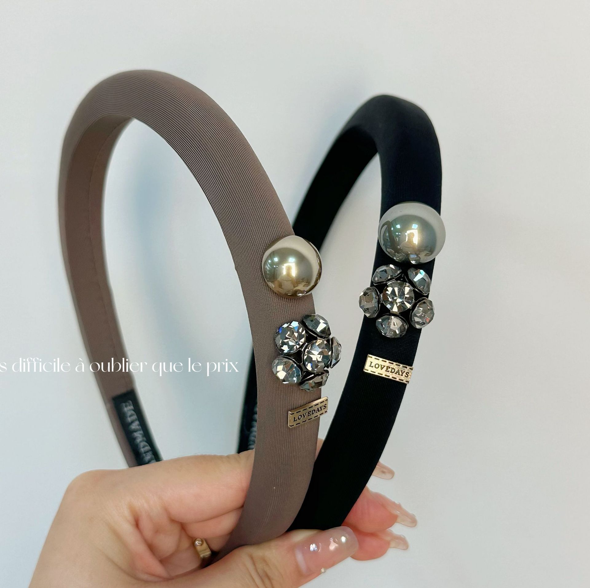 Bandeau en éponge élégant de luxe léger de style français avec diamants incrustés de haute qualité, tête de mort augmentée, pression supérieure, épingle à cheveux fine, nouveaux accessoires pour cheveux_voghion.com