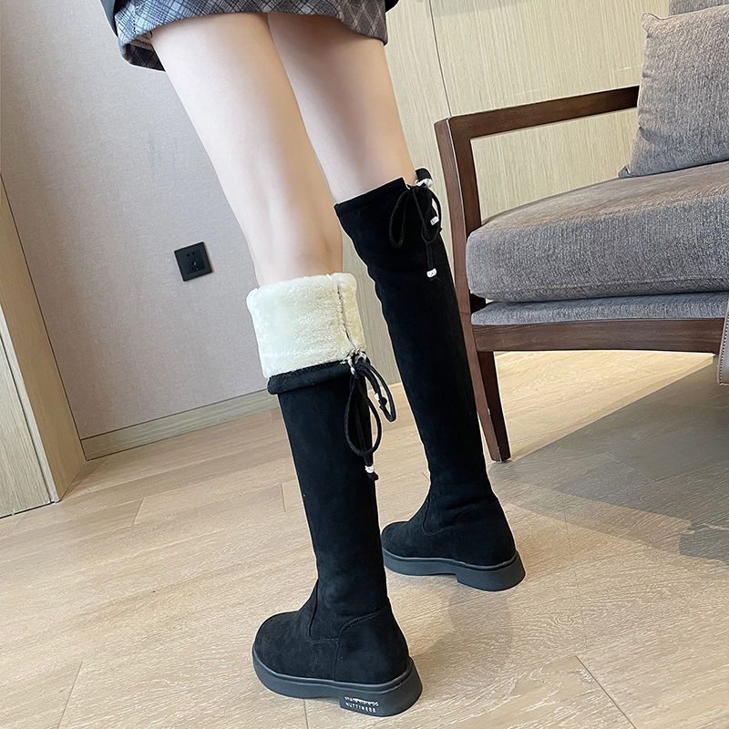 keep warm Boots Snow boots Exorcism Overknee Boots 2022 winter thickening Plush Cotton-padded shoes Flat bottom High Boots