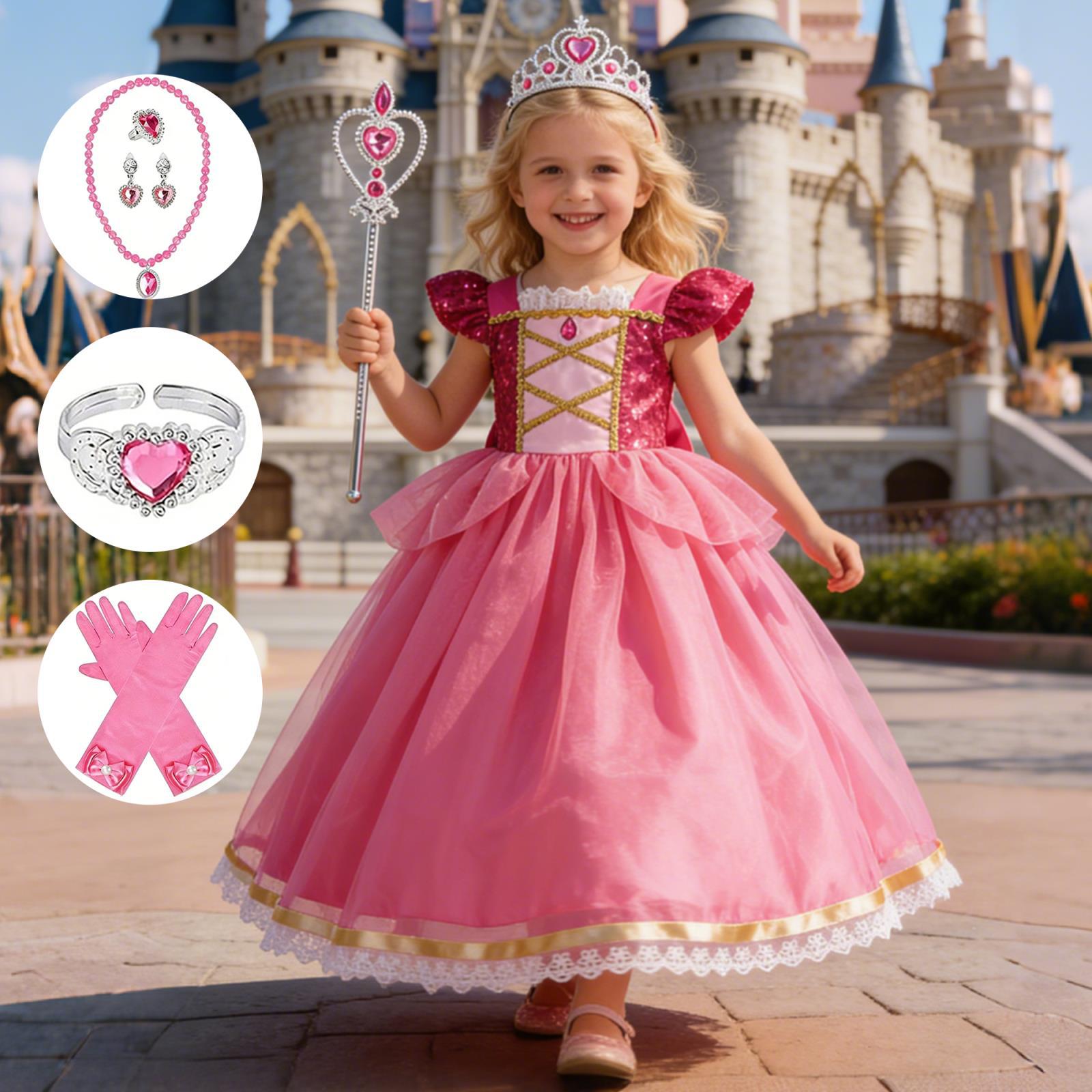 Vestido de juego de rol para niñas, disfraz de Rapunzel, vestido de cumpleaños con lentejuelas para niñas pequeñas.