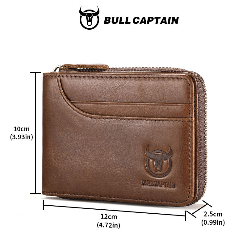 Capitán Niu cuero corto horizontal primera capa billetera de piel de vaca casual Cambio de licencia de conducir cartera ranura para tarjeta multifuncional