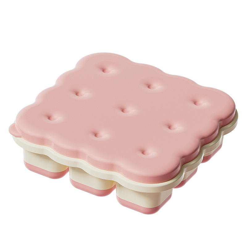 Creative Cute Cookie Ice Cube Tray Press Ice Cube Mold Food-Grade Household Refrigerator Ice-Making Gadget Ice Box