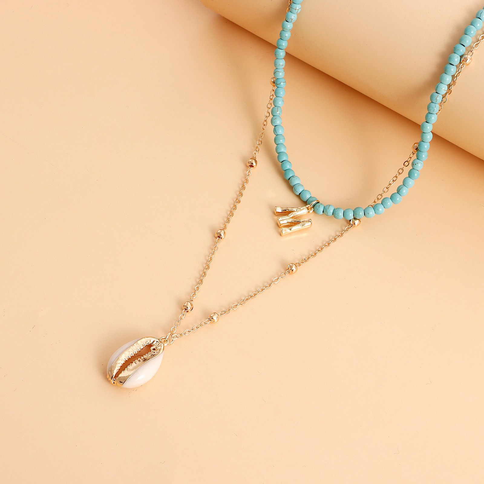 Vacation Letter Shell Alloy Turquoise Wholesale Layered Necklaces display picture 5