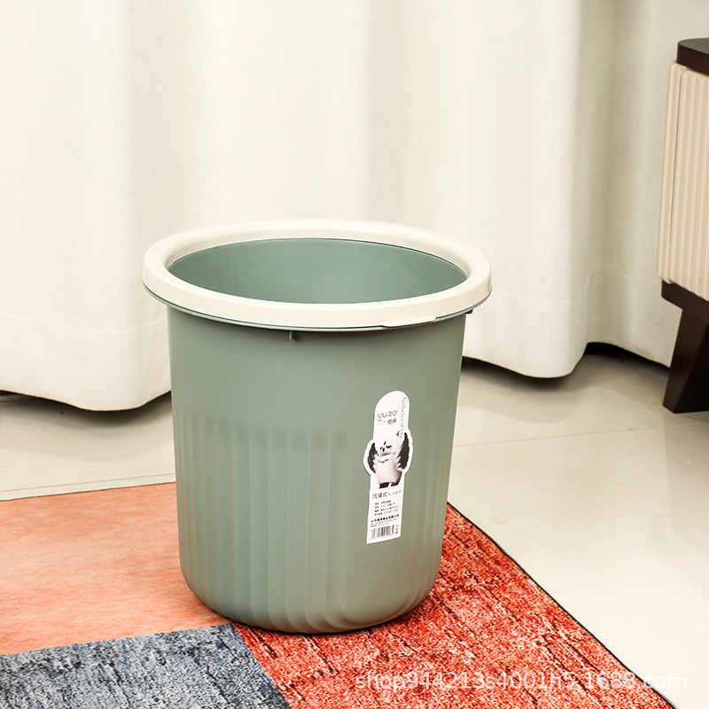 プラスチック製ゴミ箱 家庭用圧縮リング付き ロゴ印刷可能 大容量 丸型ペーパーバスケット リビングルーム用プラスチック製ゴミ箱 卸売|undefined