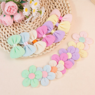 Fabric striped five petal flower bow pet hair flower accessories children's shoes and socks decorative materials shoes and socks wholesale