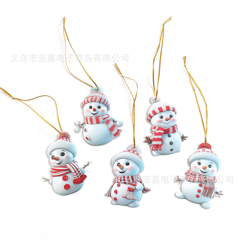 新品可爱卡通圣诞雪人亚克力平面汽车挂件圣诞树摆件圣诞装饰挂饰|undefined
