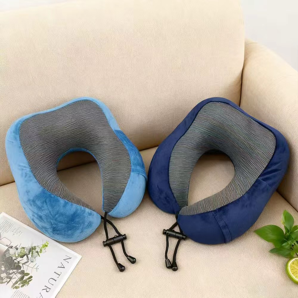 Cuscino a forma di U in memory foam a lento ritorno elastico, portatile, ideale per viaggi, ufficio e brevi riposi._voghion.com