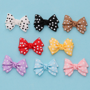 Hot-selling pleated bow tie polka dot bow handmade diy phone case patch hairpin jewelry resin accessories wholesale