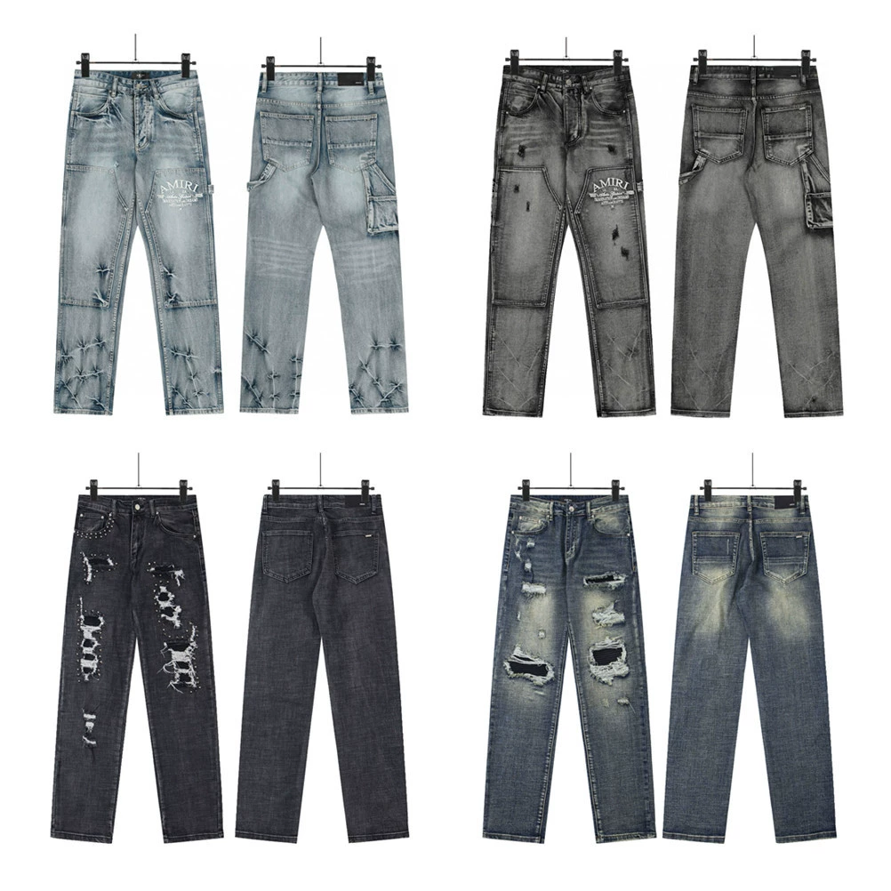 26 кросс-бордер американский бренд Gallery Dept handmade splash-ink letters distressed jeans для мужчин и женщин, высокие городские штаны