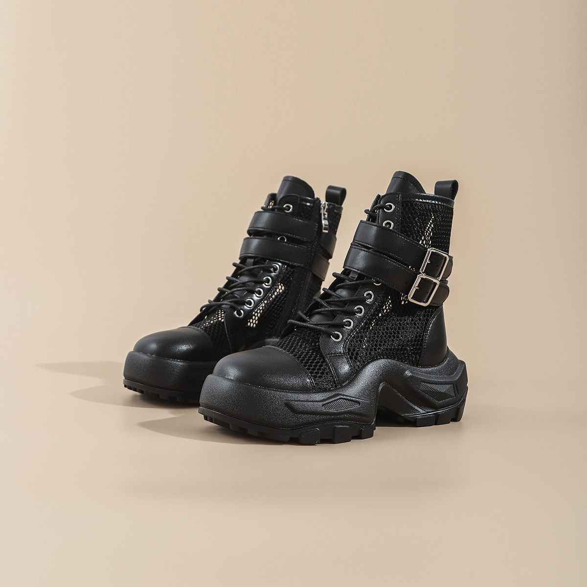 Sports thick-soled Martin boots women's summer thin 2023 new thick-soled mesh hollow breathable boots mesh boots sandals_voghion.com