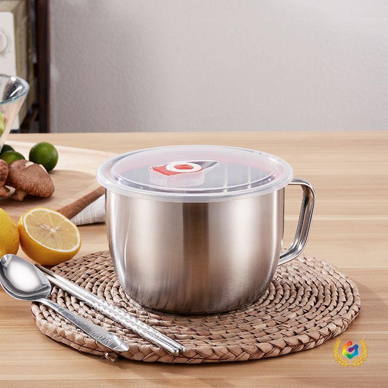 316 Stainless Steel Instant Noodle Bowl with Lid, Soup Noodle Bowl, Student Lunch Box, Cafeteria Rice Bowl, Fast Food Instant Noodle Cup, Meal Bowl