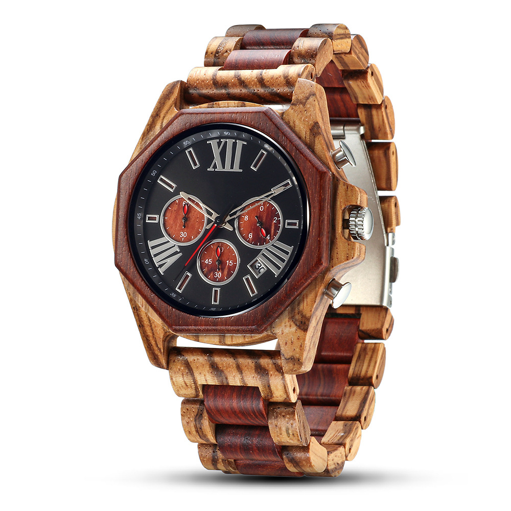 Nouvelle mode créative multi-fonctionnelle ensemble montre à Quartz vente chaude hommes bois montre tempérament montre_voghion.com