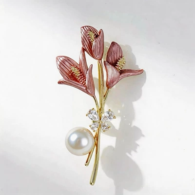 Xiliang Feizi Korean Style Yaxa sancaqları - x2571-4-100-white-shell-tulip-brooch