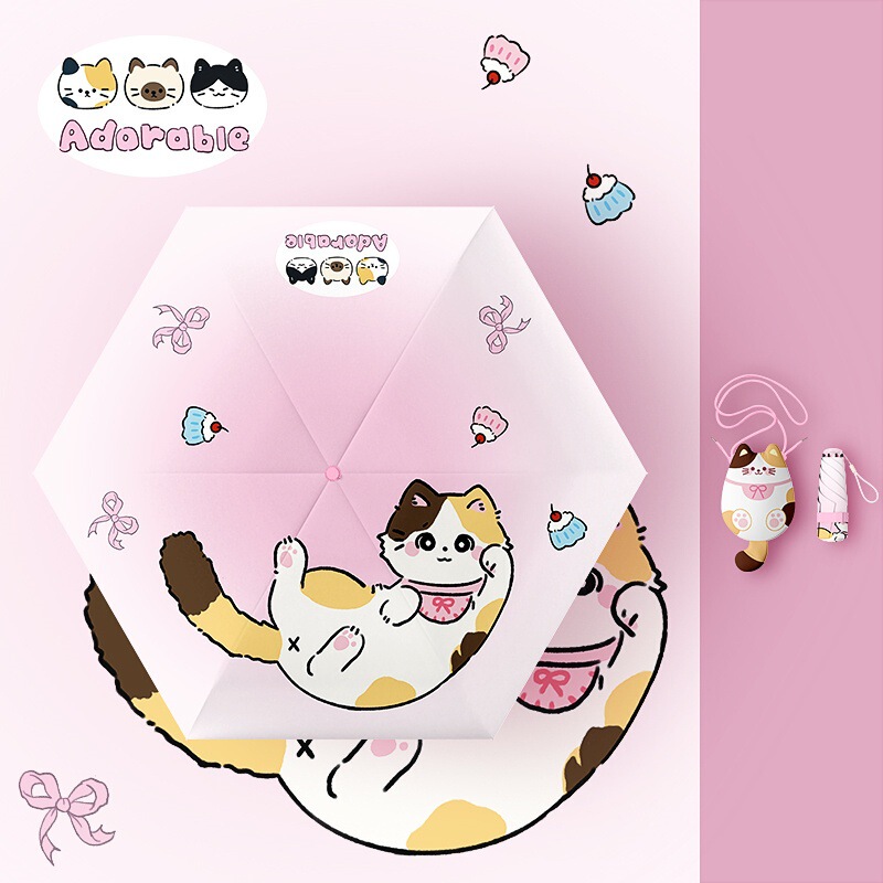 漫画傘 コンパクト 晴雨兼用 ミニポータブル 50% off 層日傘 日焼け止め UV 保護女性用日傘|undefined