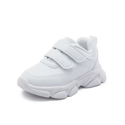 Children's White Sneakers Spring 2026 New Dad Shoes for Boys and Girls, Middle-Size Kids Leather Surface White Sports Shoes