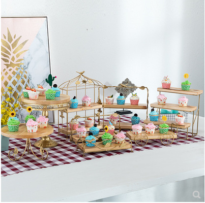 Soporte de la torta de madera soporte de postre soporte de exhibición decoración de la boda Europea accesorios multi-capa bandeja merienda soporte traje image 5
