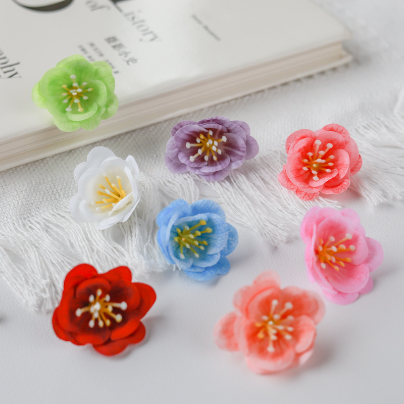 仿真花朵 3cm小梨花头 梅花桃花海棠花朵DIY草帽头饰材料 人造花