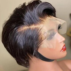 13*4 Lace Pixie Cutウィッグショートボブ100% ヒューマンヘア