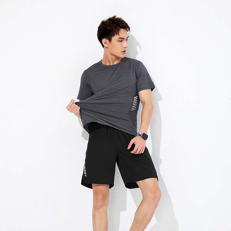 Camiseta deportiva de verano para hombre, de secado rápido, informal, para correr, baloncesto, entrenamiento, holgada, transpirable, de seda helada, de manga corta, al por mayor