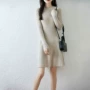秋冬季中长款修身半高领连衣裙