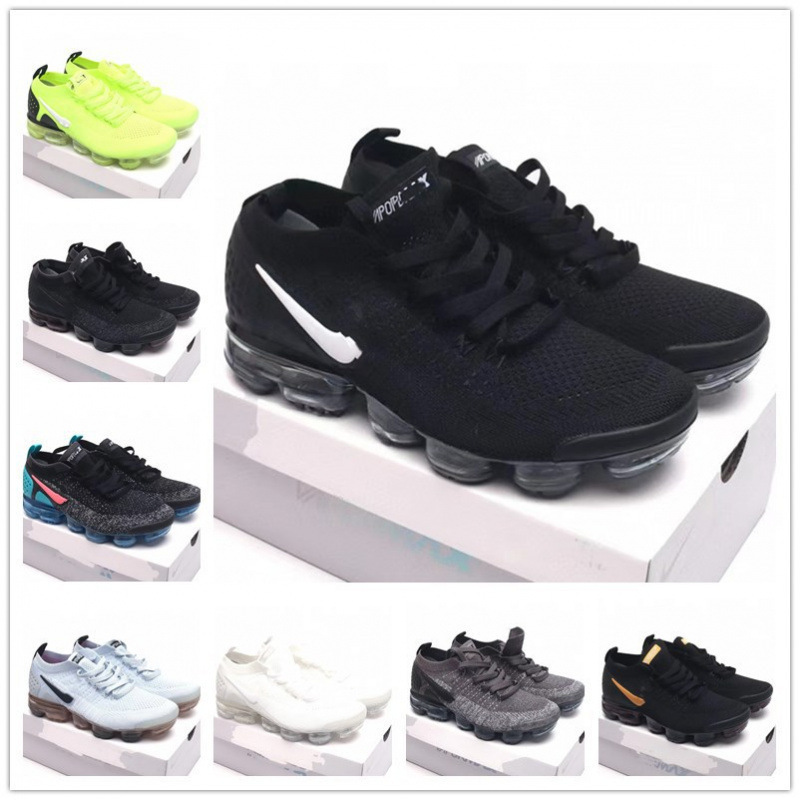Men's and Women's Air Vapormax 2018 Breathable Elastic Knitted Fly Line Real Air Cushion Cushioning Running Shoes