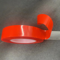 批發小管芯紅膜透明亞克力雙面膠 0.8mm厚耐溫粘貼銘牌相框無痕膠
