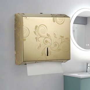 Wall -mounted carton carton stainless steel hotel home kitchen drawing paper box toilet toilet free punching hand -made paper towel rack 4