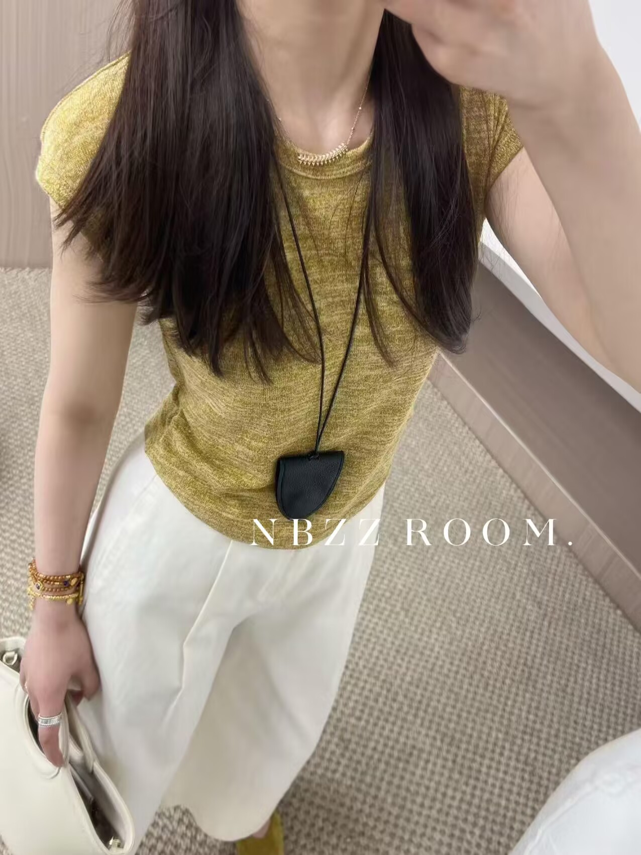 2025 Summer Style/Simple Casual Crewneck Collapsed Shoulder Knitted Short-sleeved T-shirt Women's European and American Popular Slim Base Shirt Top