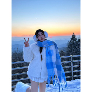 Scarf Autumn and Winter Atmosphere Korean Style All-match 2024 New Warm Shawl Thickened Long Student Couple Scarf
