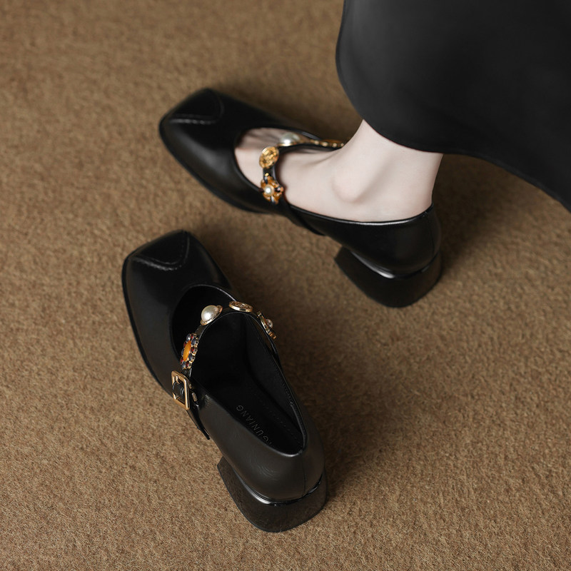 Shiguang 2212-2 Shallow Low-Heeled Single Shoes for Women, Spring 2026 Early Spring, Beautiful and Suitable for Pairing with Dresses, Evening Mary Jane Shoes Shiguang 2212-2 Shallow Low-Heeled Single Shoes for Women, Spring 2026 Early Spring, Beautiful and Suitable for Pairing with Dresses, Evening Mary Jane Shoes