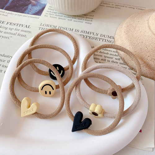 Korean high-end headband, exquisite thickened hair band and rubber band for women to tie ponytail with high elasticity and love balls, headband leather case