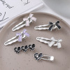 Cute hairgrip with bow, metal bangs, silver gold clip, internet celebrity