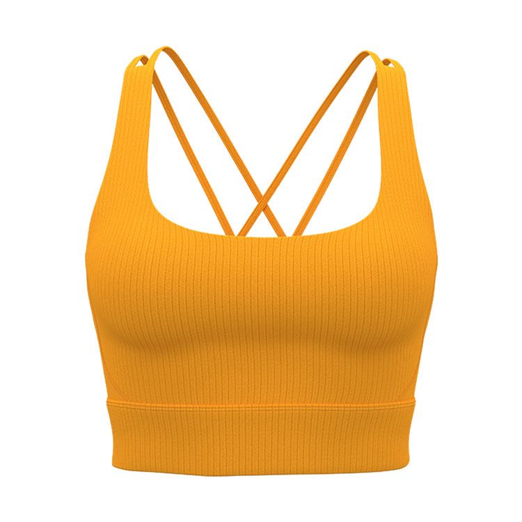 Chaleco deportivo de intensidad media, ropa de yoga a prueba de golpes, espalda a rayas, cruz, tirantes delgados, ropa interior deportiva, sujetador de Pilates